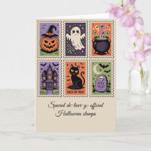 Cartão Vintage Halloween Entrega Carimbo Carimbo de Entre