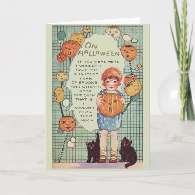 Cartão Vintage Halloween Fears Greeting Card (Frente)