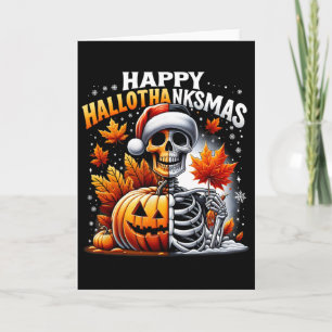 Cartão Vintage Halloween Feliz Natal HalloGraças