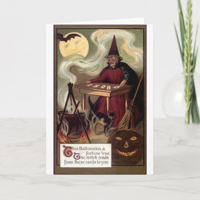 Cartão Vintage Halloween Fortune Teller (Frente)