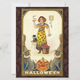 Cartão Vintage Halloween Getting Ready for the Party