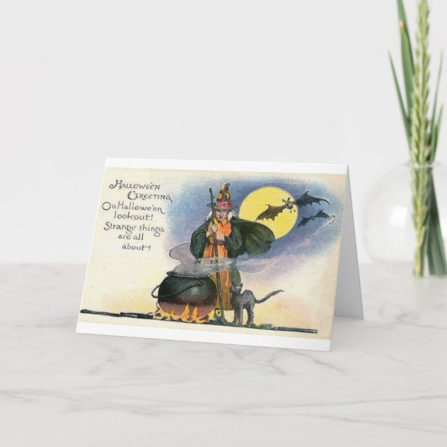 Cartão Vintage Halloween Greeting Card (Frente)