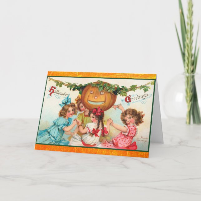 Cartão Vintage Halloween Greetings Card (Frente)