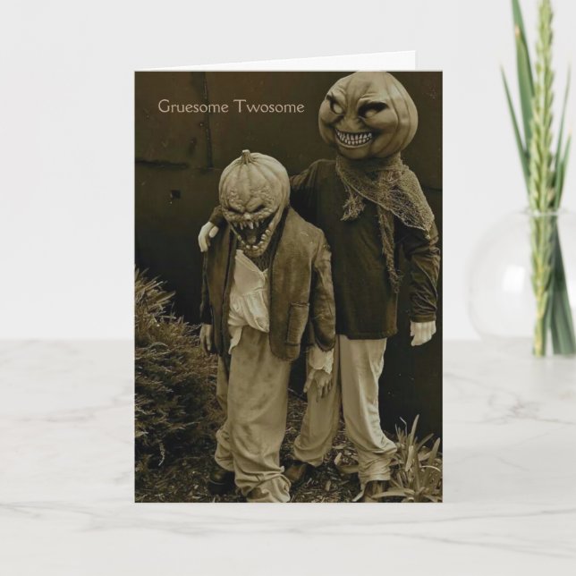Cartão Vintage Halloween - Gruesome Twosome, (Frente)