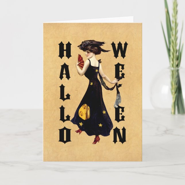 Cartão Vintage Halloween Lady (Frente)