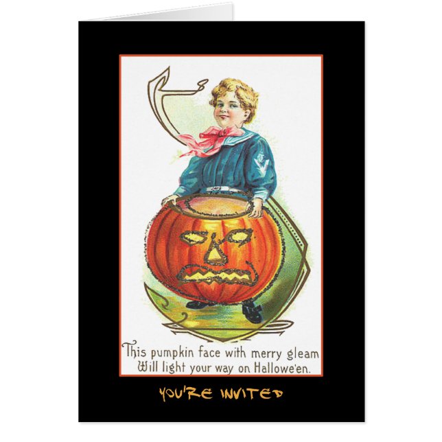 Cartão Vintage Halloween Party Convide Com Texto Sangrent (Frente)