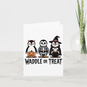 Cartão Vintage Halloween Pinguim Traquinagem Ou Baloiço A