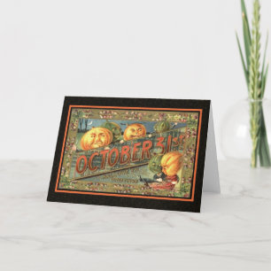 Cartão Vintage Halloween Pumpkins