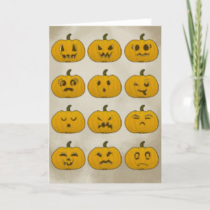 Cartão Vintage Halloween Pumpkins Folheto