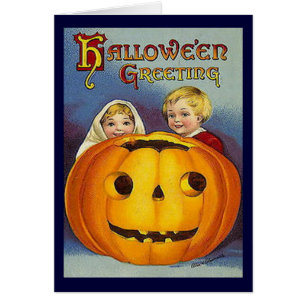 Cartão Vintage Halloween Saudações