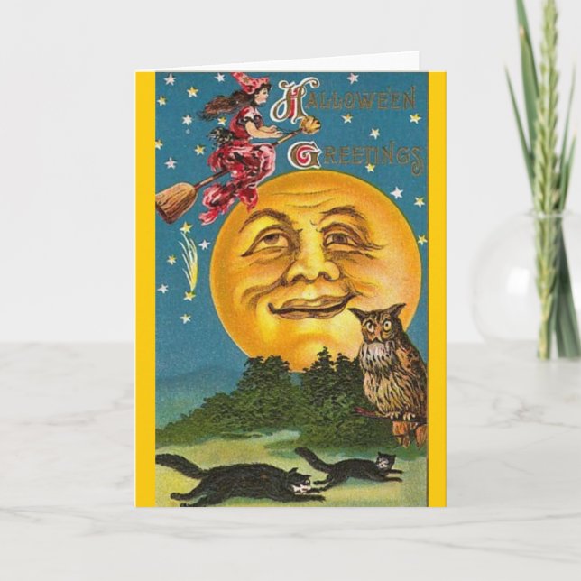 Cartão Vintage - Halloween - Saudações de Halloween (Frente)