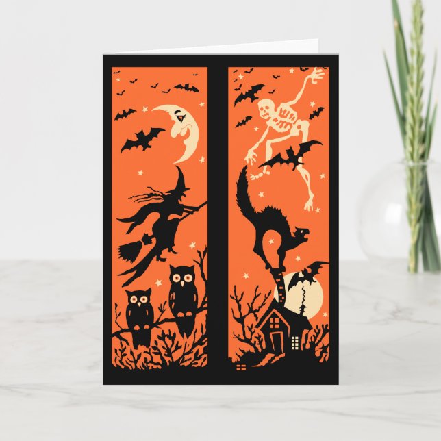 Cartão Vintage Halloween Silhouette Illustration (Frente)