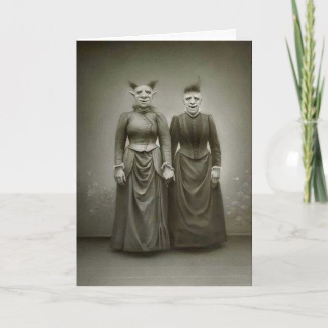 Cartão Vintage Halloween - The Gruesome Twosome, (Frente)