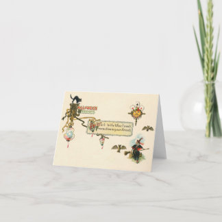 Cartão Vintage Hallowe'en Warnings Greeting Card