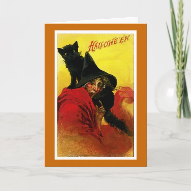 Cartão Vintage Halloween Witch (Frente)