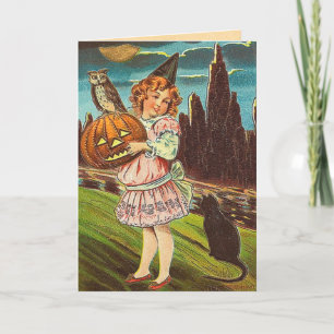 Cartão Vintage Halloween Witch Card