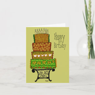 Cartão Vintage Happy Birthday Cake Card