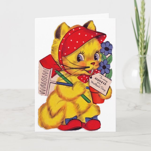 Cartão Vintage Happy Mothers Day to an Aunt, (Frente)