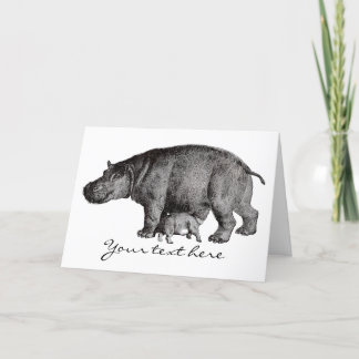 Cartão Vintage Hippo Greeting Card