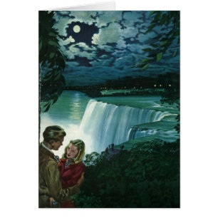 Cartão Vintage Honeymoon Love, Newlyweets em Niagara Fall