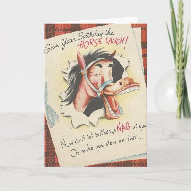 Cartão Vintage "Horse" Aniversário (Frente)