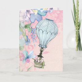 Cartão Vintage Hot Air Balloon Birthday