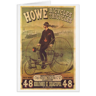 Cartão Vintage Howe Bicicletas e Triciclos