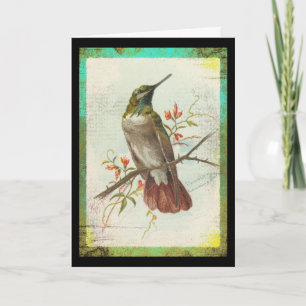 Cartão Vintage Hummingbird Birthday