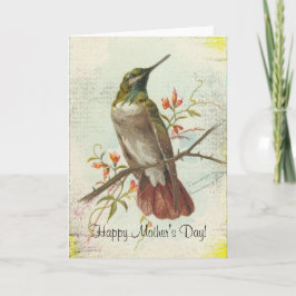 Cartão Vintage Hummingbird, Mother's Day