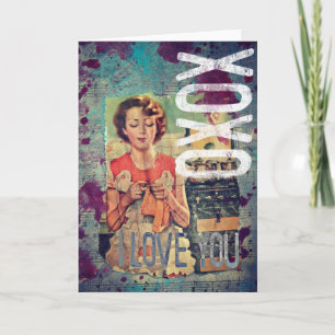 Cartão Vintage I Love You Mixed Media