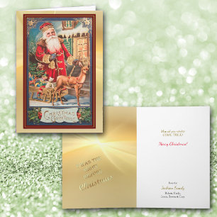 Cartão Vintage Image Papais noeis com o Natal do Quadro V