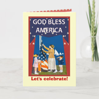 Cartão Vintage image, Raising the flag