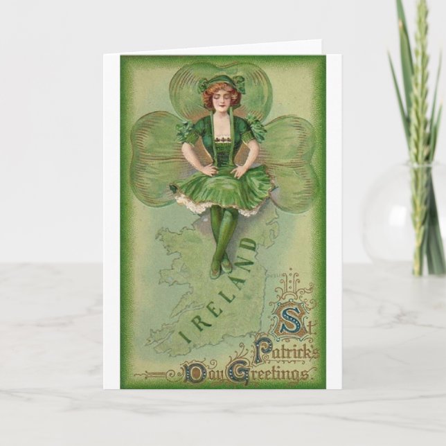 Cartão Vintage Irish Dancer St. Patrick's Day Card (Frente)