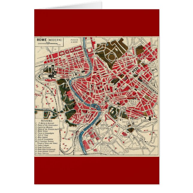 Cartão Vintage Itália Mapa Roma (Frente)