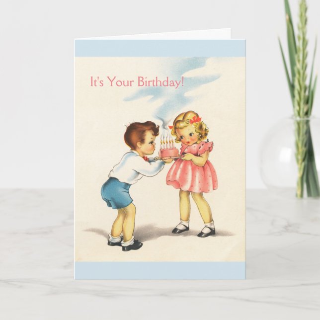 Cartão Vintage - It's Your Birthday!, (Frente)