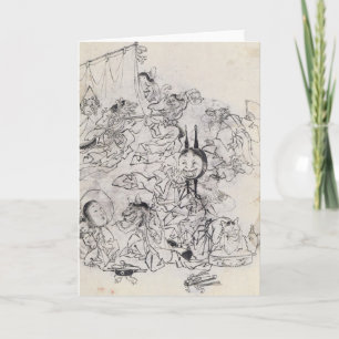 Cartão Vintage Japanese Sketch Greeting Card