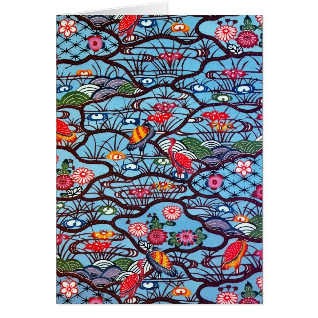 Cartão Vintage Japonês Kimono Textile (Bingata) (Frente)