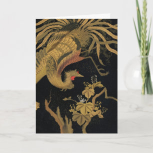 Cartão Vintage Japonês Phoenix Gold Black Bird