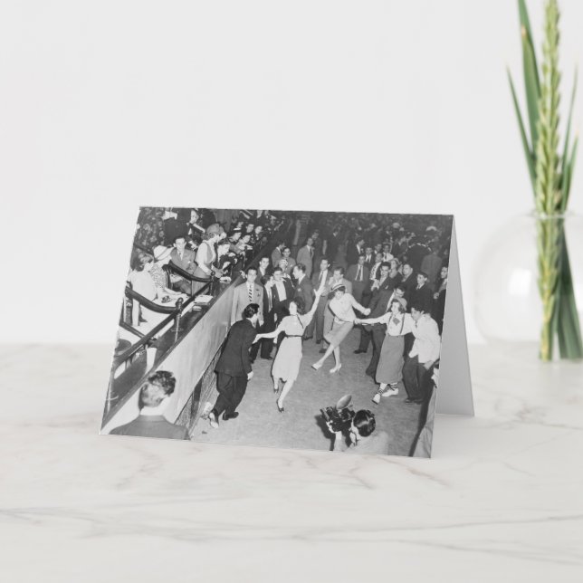 Cartão Vintage - Jitterbugging Crowd, (Frente)