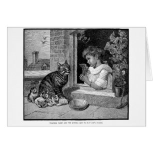 Cartão Vintage - jogo do berço do gato,