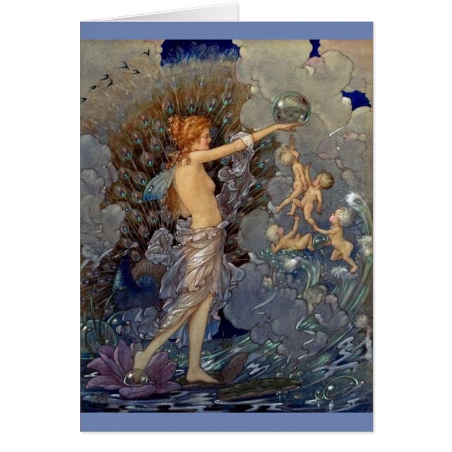 Cartão Vintage - jogos feericamente da água com bebês, (Frente)