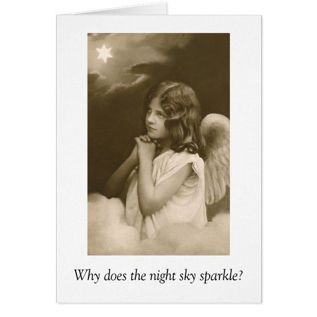 Cartão Vintage - jóias, estrelas e anjos, (Frente)