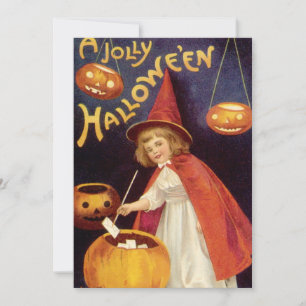 Cartão Vintage Jolly Halloween Bruxa por Ellen Clapsaddle