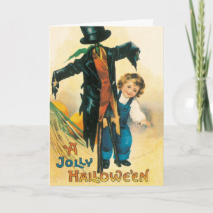 Cartão Vintage Jolly Halloween Espantalho Ellen Clapsaddl