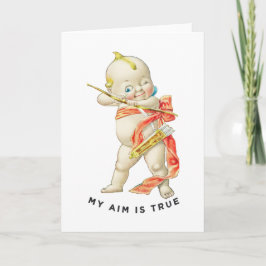 Cartão Vintage Kewpie Cupid Meu Alvo É Verdadeiro Dia dos