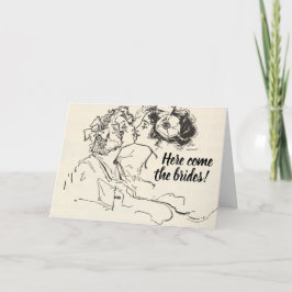 Cartão Vintage Kissing Cuties Lesbian Wedding