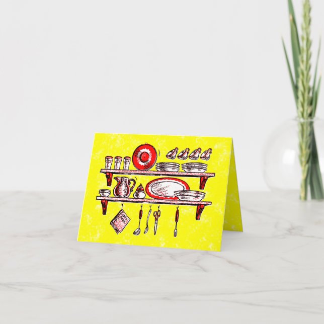 Cartão Vintage Kitchen Shelves Note Card (Frente)