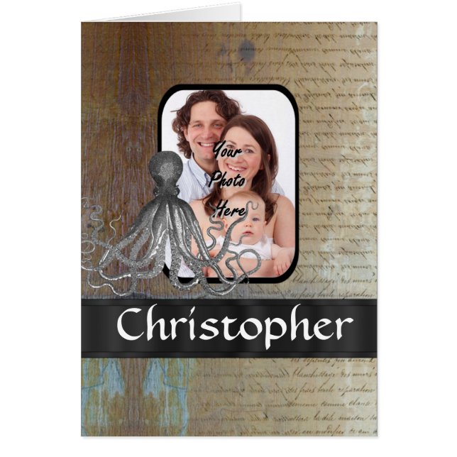 Cartão Vintage Kraken octopus (Frente)