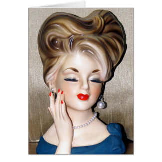 Cartão Vintage Lady Head Vase Model Glamorous 1960s Card