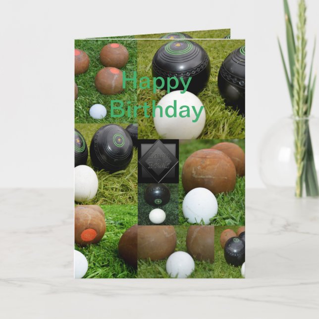 Cartão Vintage Lawn Bowls Photo Collage, Birthday (Frente)